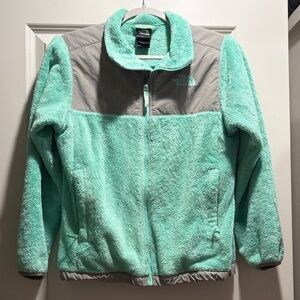 The North Face Mint and Gray Fleece Jacket - girls large (14/16)